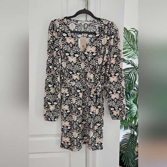 Nwt Floral Black and Cream Dress - Picture 1 of 5
